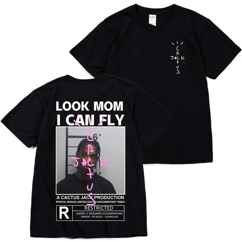 HOT SALE Cactus Jack T-Shirt High Quality Cotton Men Women LOOK MOM I CAN FLY Tee ASTROWORLD Hip Hop Short Sleeve Tshirts Tops