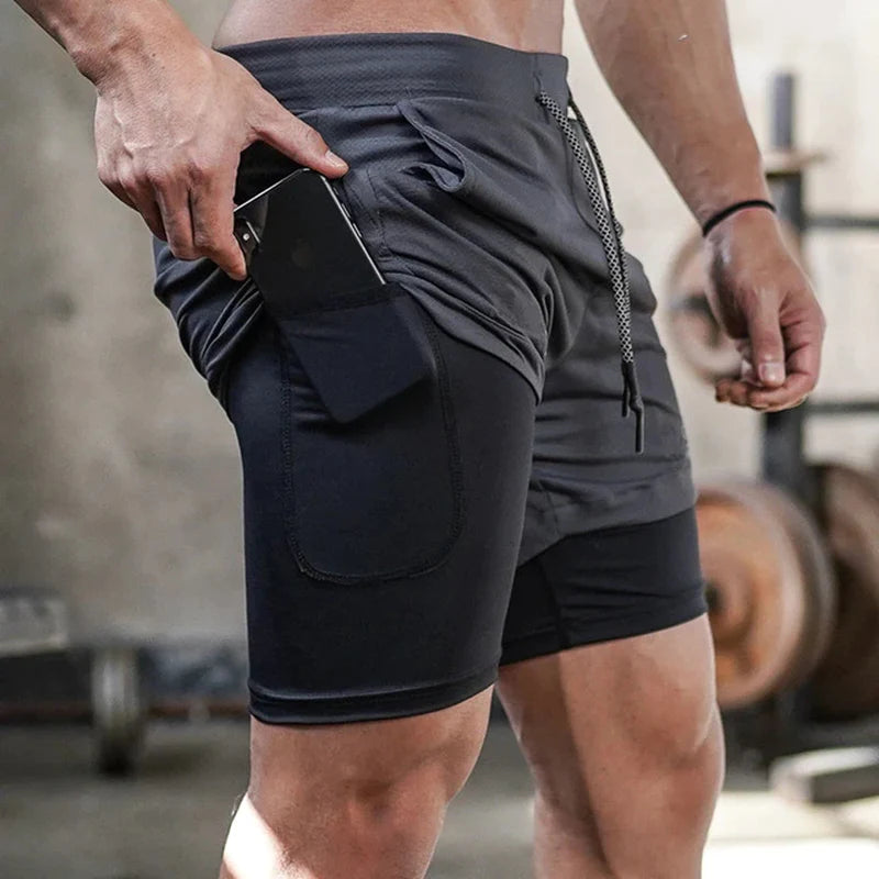 Running Shorts Men Gym Sports Shorts 2 in 1 Quick Dry Workout Training Gym Fitness Jogging Short Pants Summer Men Shorts 2023