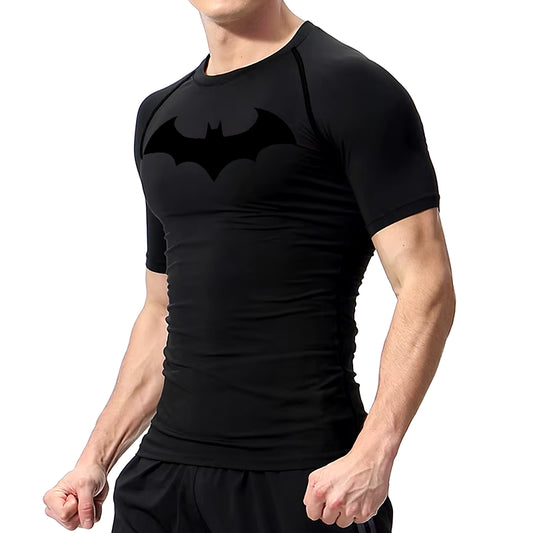 Bat Graphic Compression Shirts for Men Short Sleeve Rash Guard Gym Workout Running Tshirt Summer Athletic Quick Dry Tees Tops